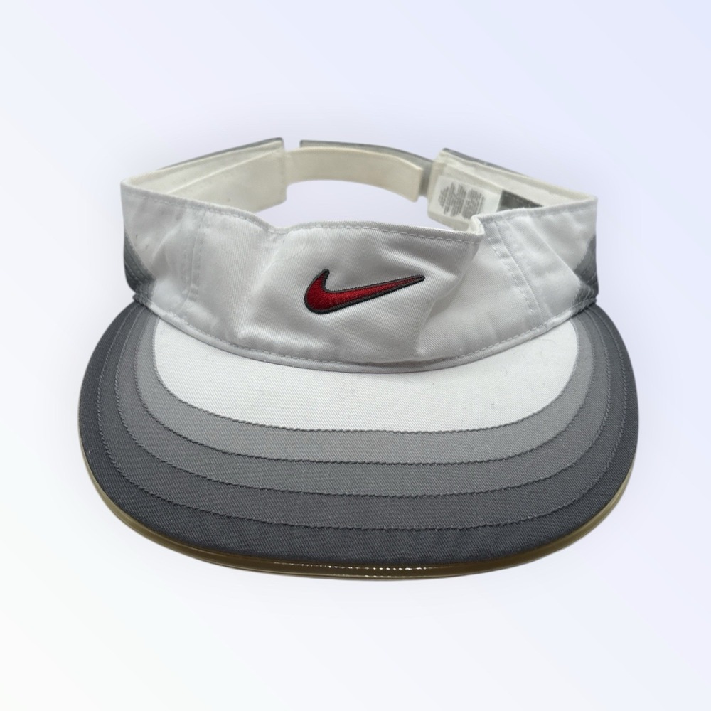 VINTAGE Y2K NIKE VISOR OSFA RED WHITE GRAY